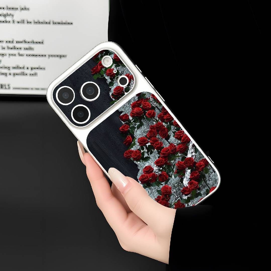 AG Glass Red Rose Wall Apple Phone Case
