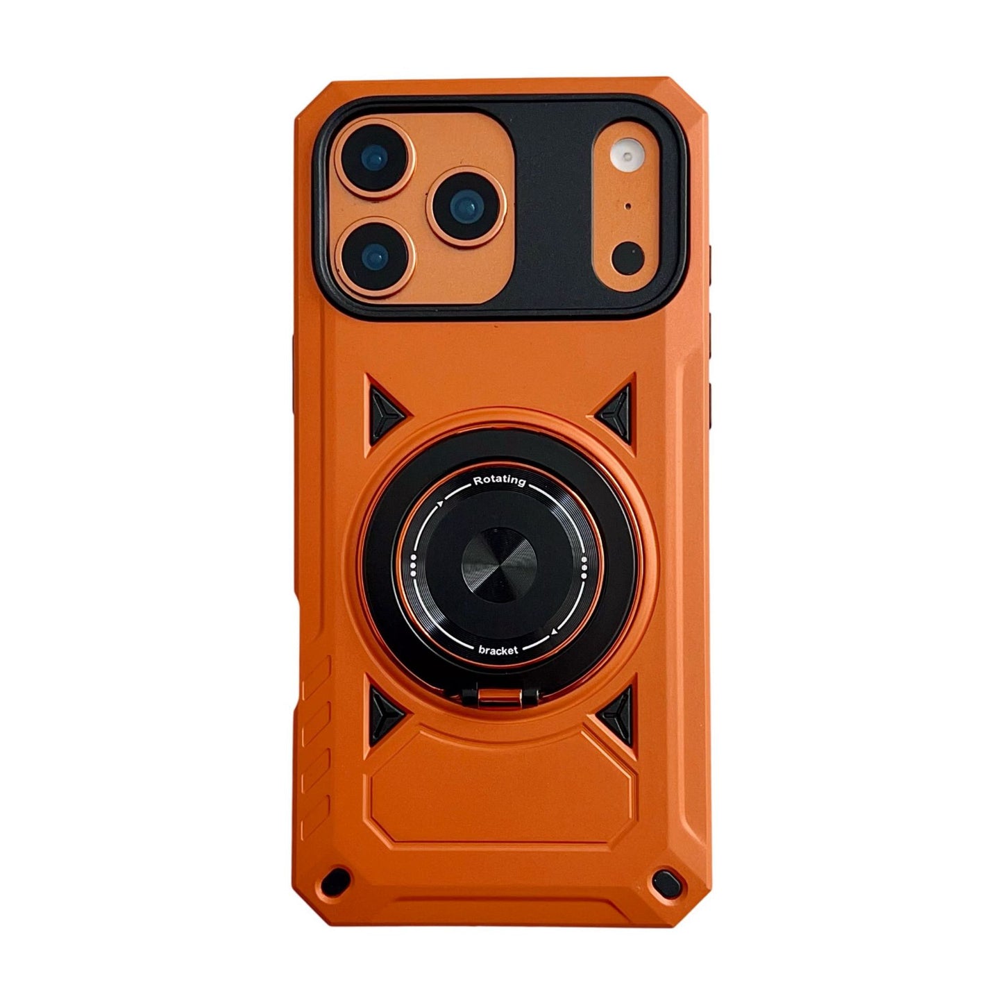 Mecha-inspired swivel ring holder magnetic Apple phone case