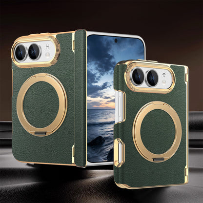 Premium Diamond Pattern Magnetic Large Window Apple Phone Case