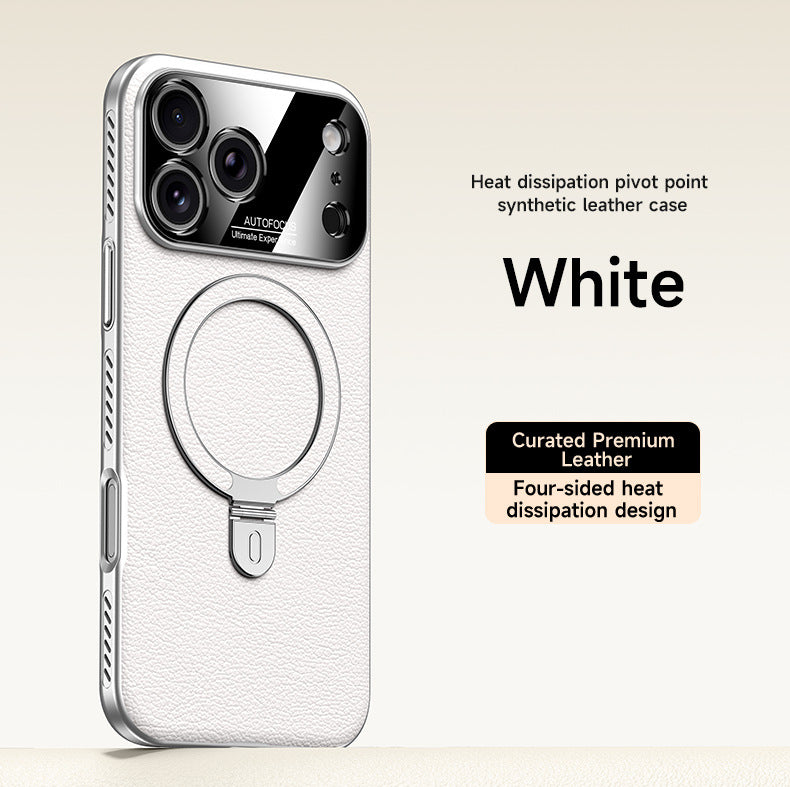 Vegan Leather Stand Magnetic Apple Phone Case