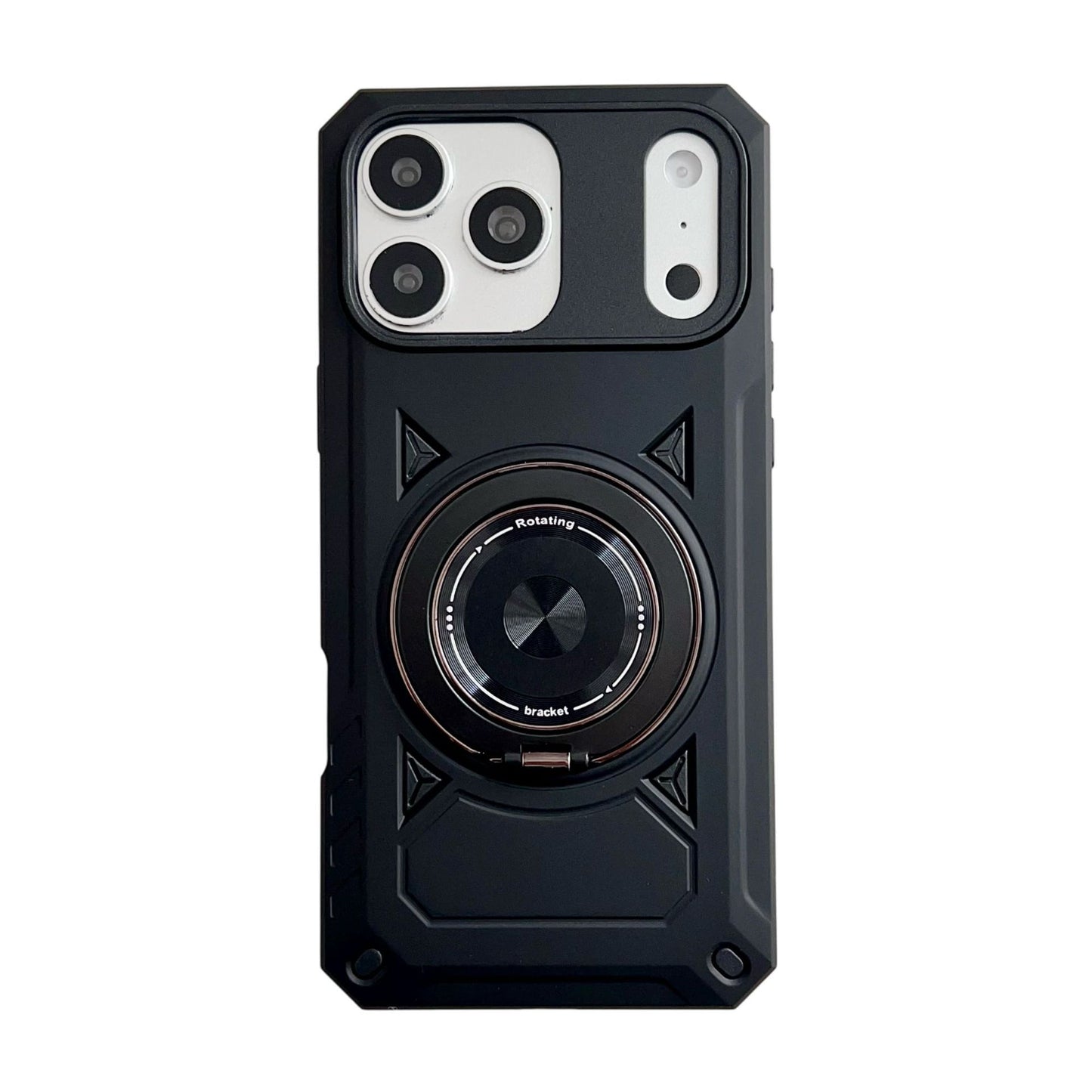 Mecha-inspired swivel ring holder magnetic Apple phone case