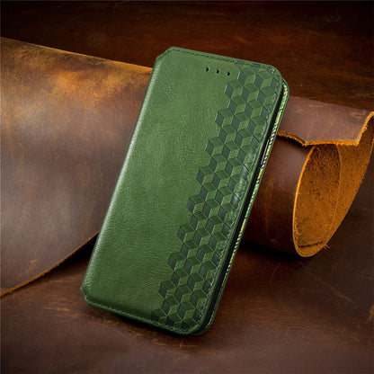 Diamond-shaped flip leather case with magnetic attachment for Samsung phones