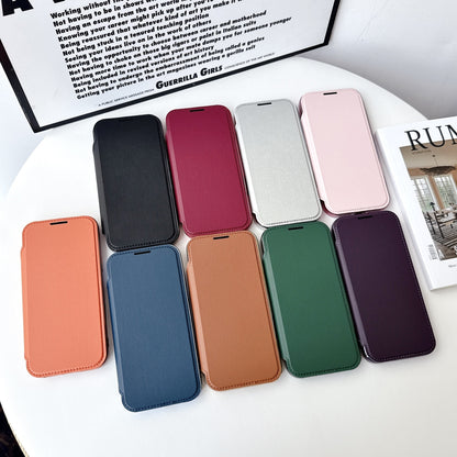 Electroplated flip case with card slot and magnetic closure for Apple iPhone