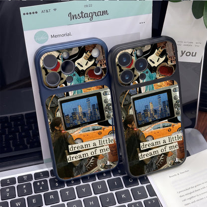 Retro patchwork leather magnetic Apple phone case