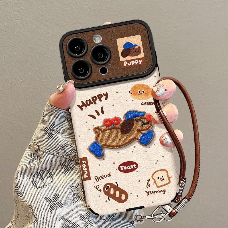 Embroidered Dog Leather Patch iPhone Case