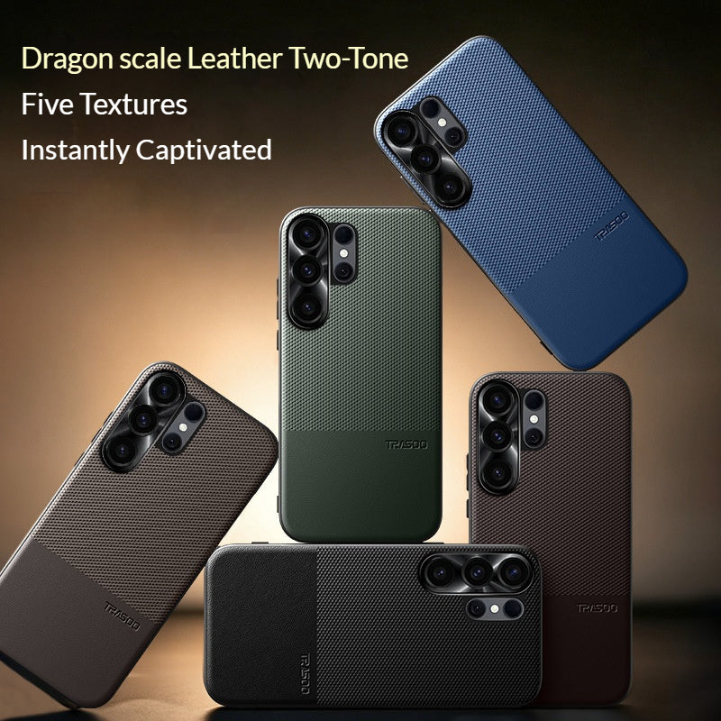 Dragon scale leather patchwork full-coverage Samsung phone case