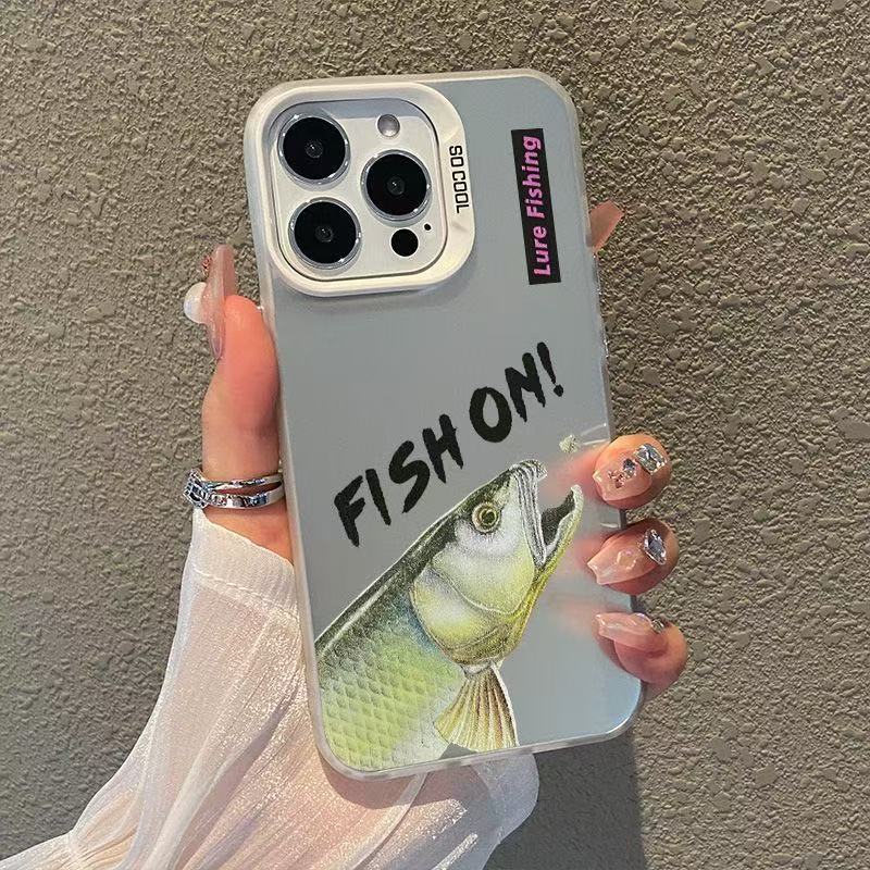 Lure Fishing Themed Silver Apple iPhone Hard Case