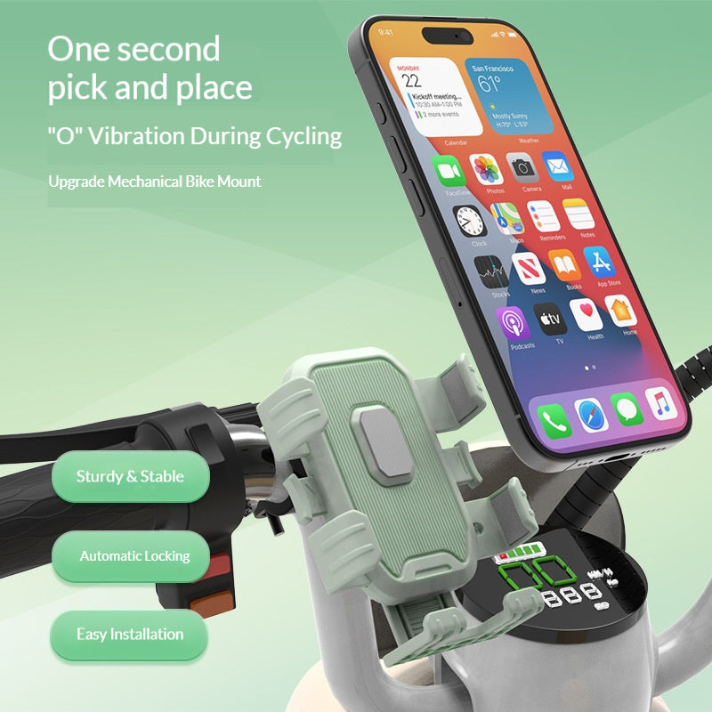 Shock-absorbing phone mount for outdoor cycling