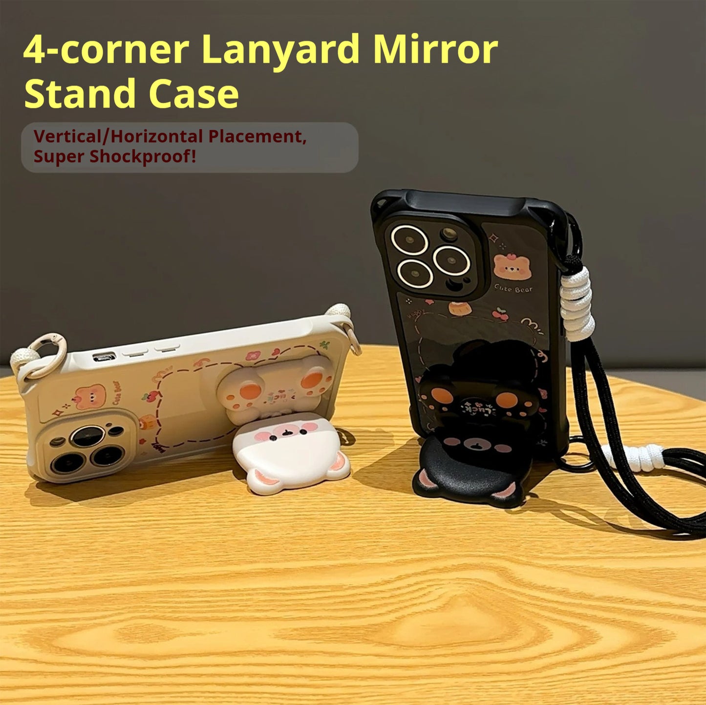 Bear Mirror Stand Apple Phone Case