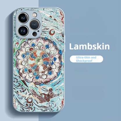 Ethnic style lambskin anti-drop Apple phone case