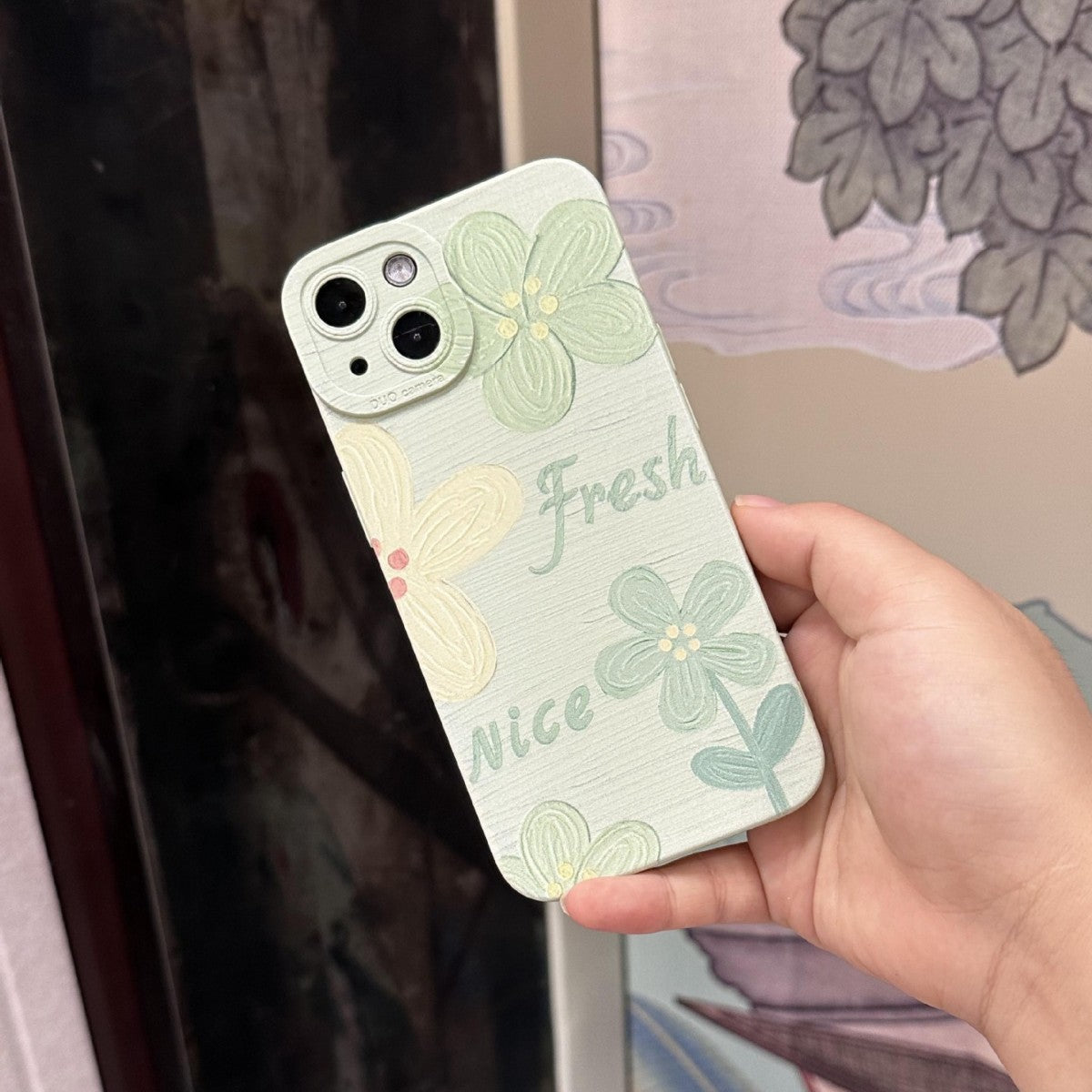 Oil painting flower Apple phone case