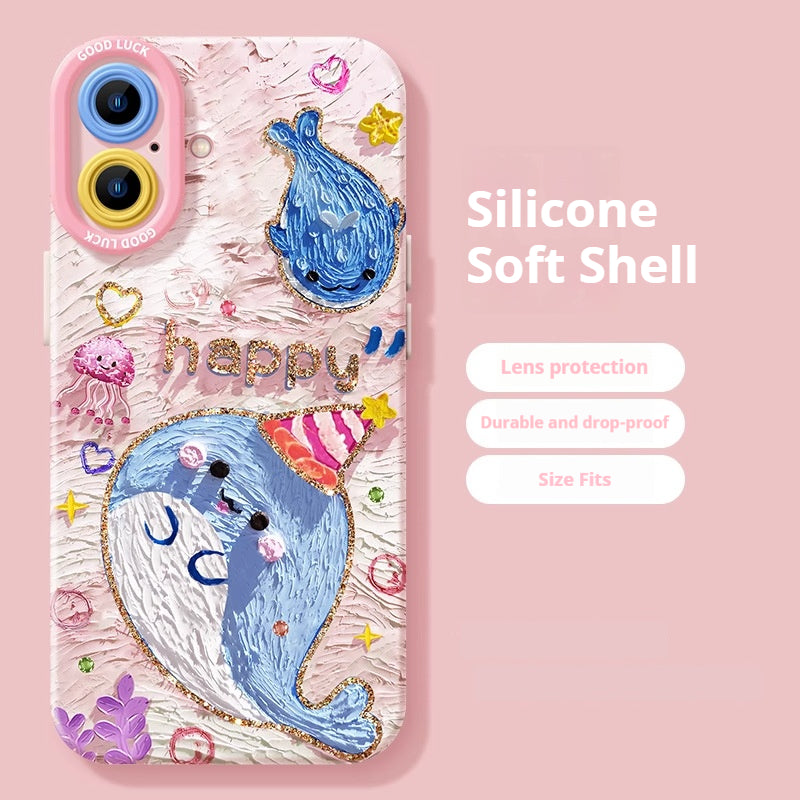 Cute whale anti-drop Apple phone case