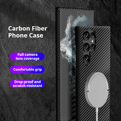 Color-blocked carbon fiber magnetic Samsung phone case