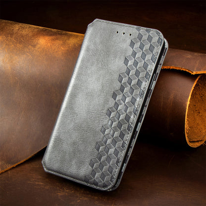 Diamond-shaped flip leather case with magnetic attachment for Samsung phones