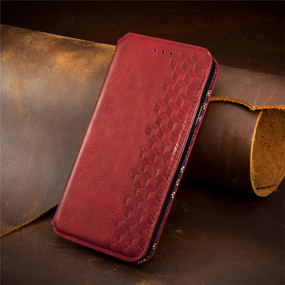 Diamond-shaped flip leather case with magnetic attachment for Samsung phones