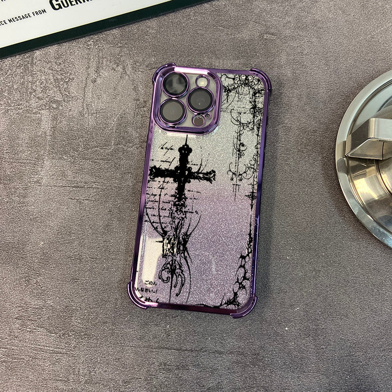 Glitter electroplated four-corner Apple phone case