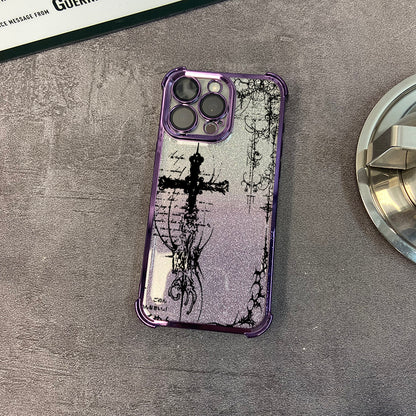 Glitter electroplated four-corner Apple phone case