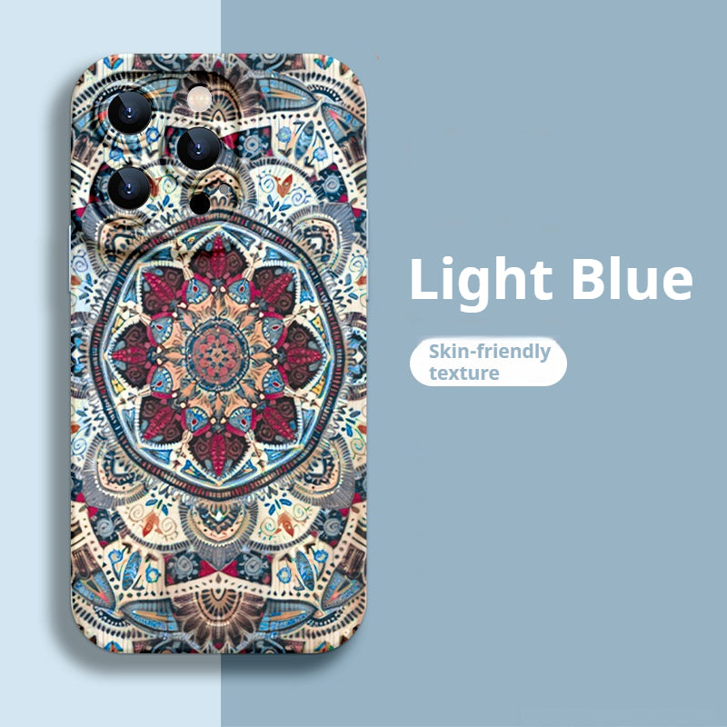 Ethnic Pattern Liquid Silicone Apple Phone Case
