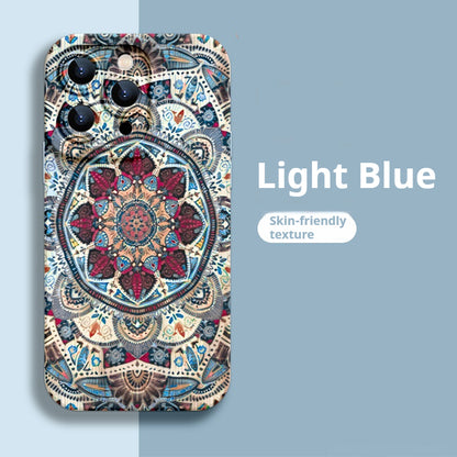 Ethnic Pattern Liquid Silicone Apple Phone Case