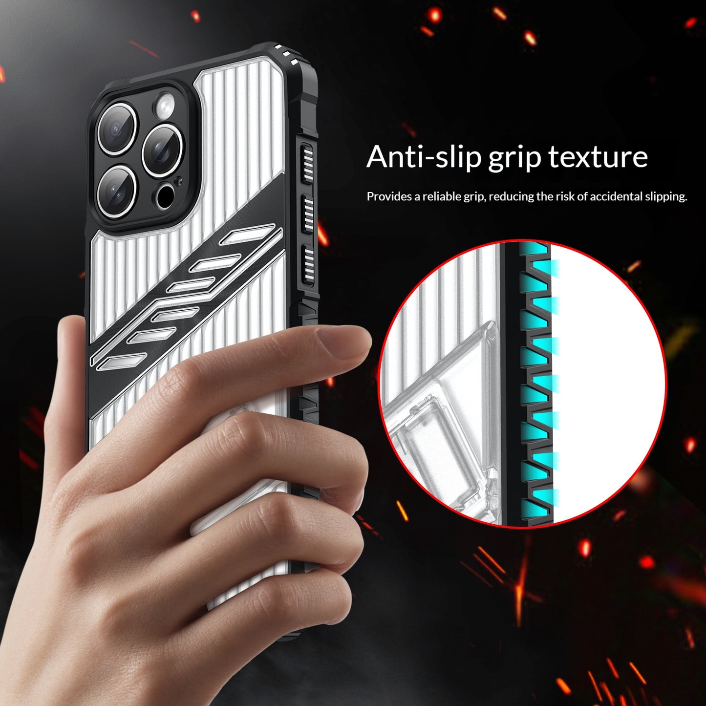 Transparent striped back panel invisible stand Apple phone case