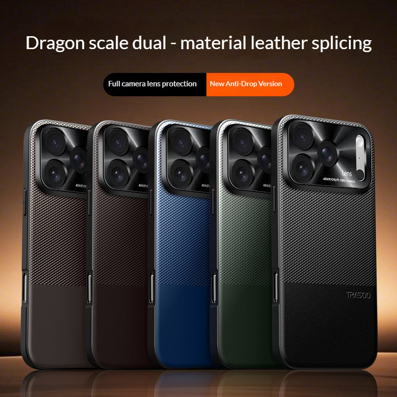 Dragon scale leather patchwork full-coverage Apple phone case