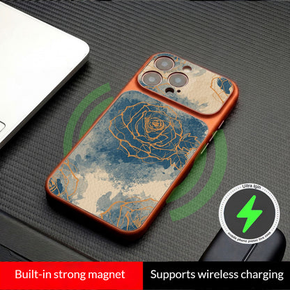 Ink-splashed rose magnetic Apple phone case