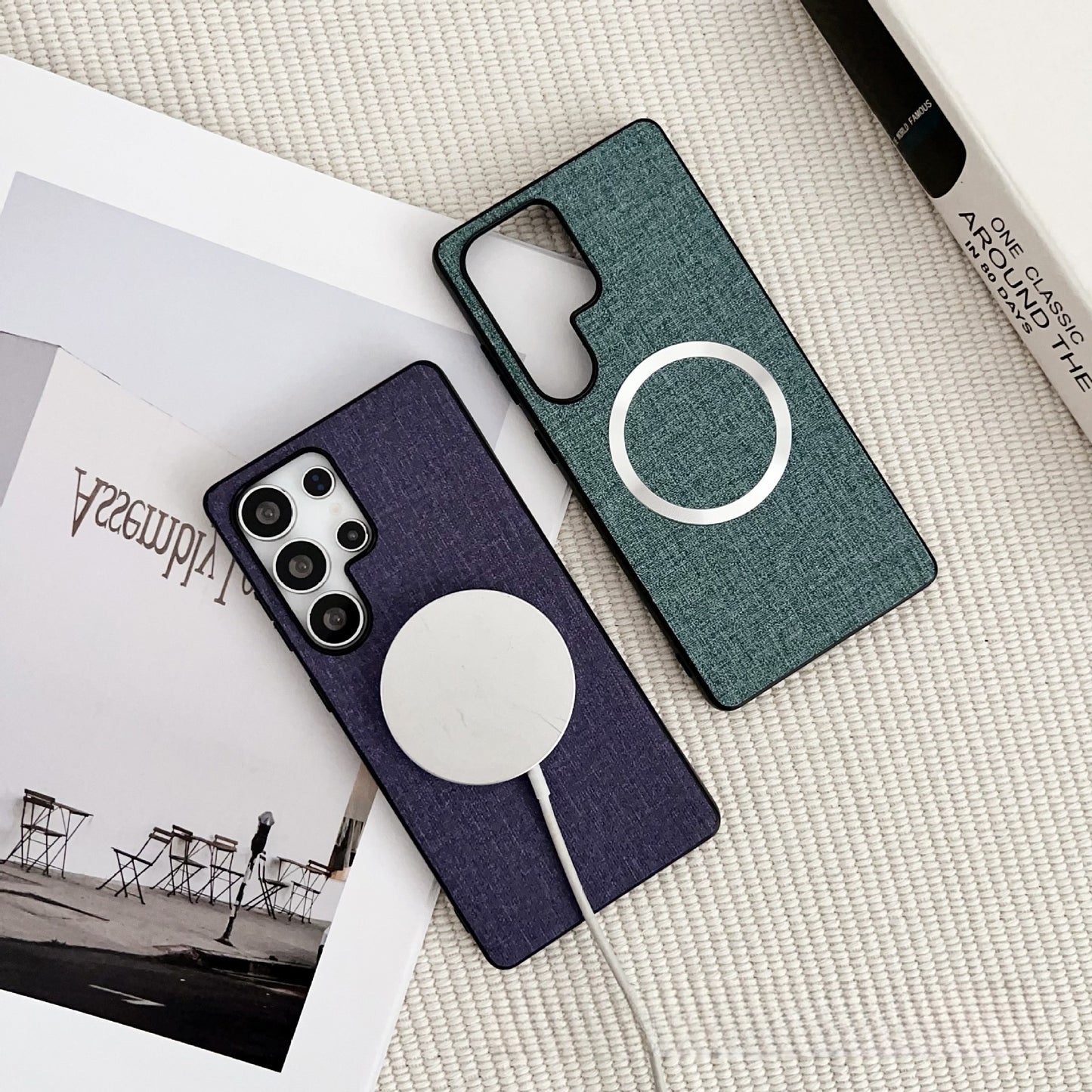 Solid color fabric magnetic Samsung phone case