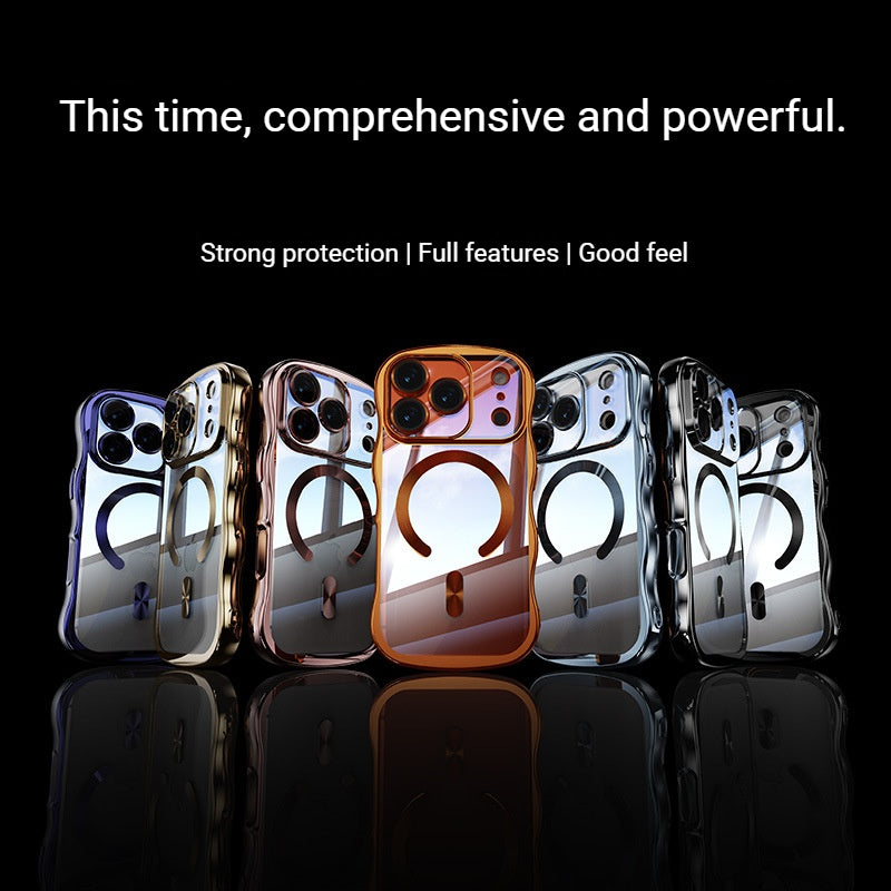 Electroplated magnetic wave pattern Apple phone case