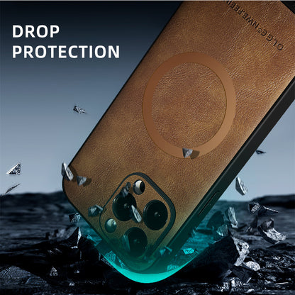 Skin-friendly cowhide textured magnetic Apple phone case