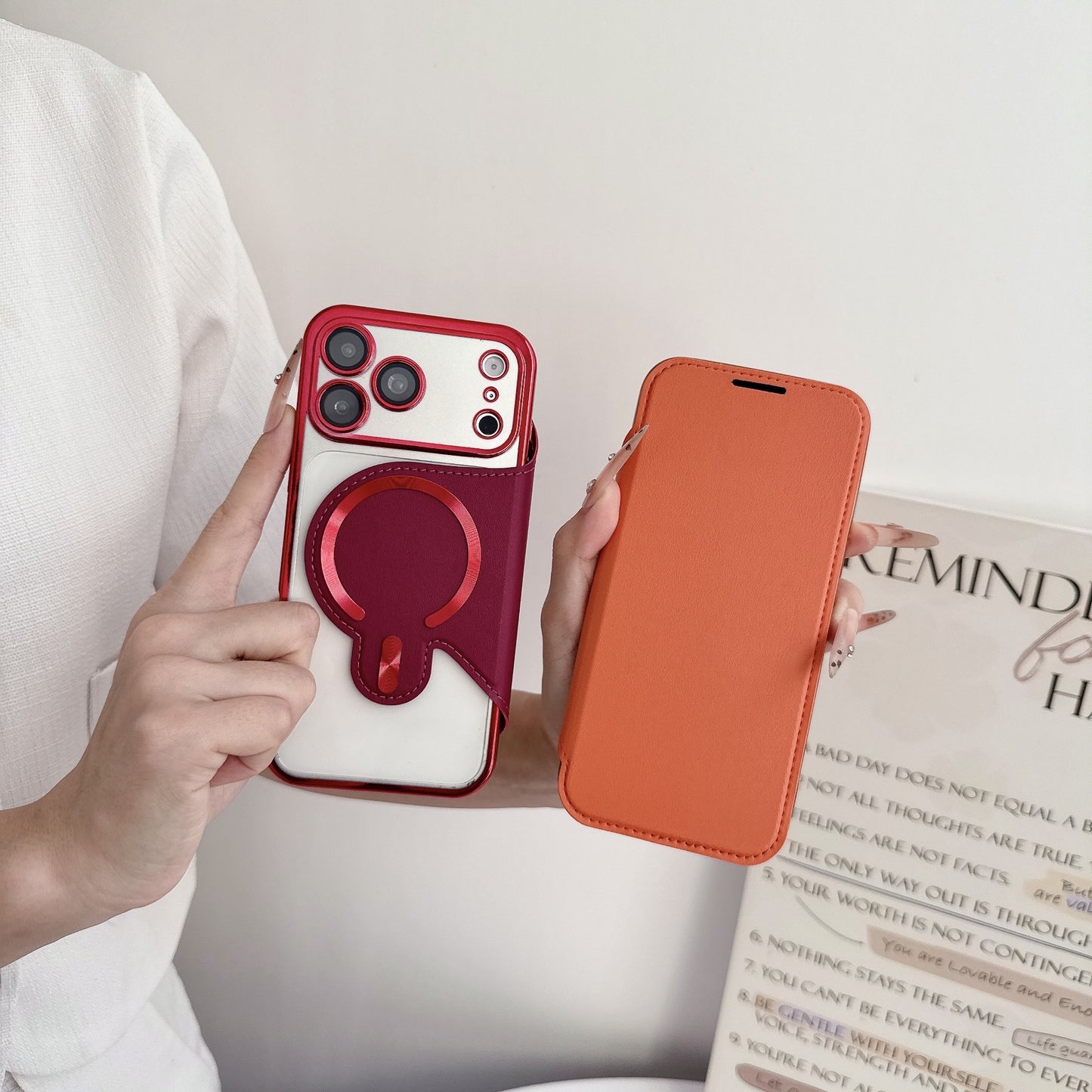 Electroplated flip case with card slot and magnetic closure for Apple iPhone