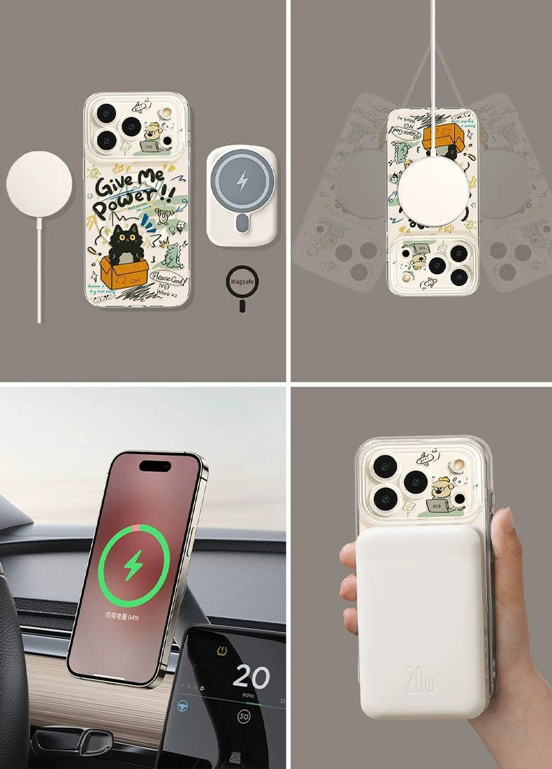 Graffiti Kitten Transparent Magnetic Apple Phone Case