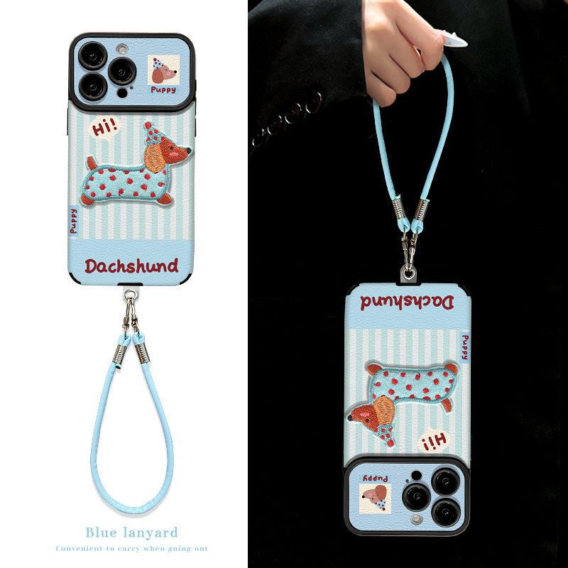 Embroidered Dog Leather Patch iPhone Case