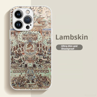 Ethnic style lambskin anti-drop Apple phone case