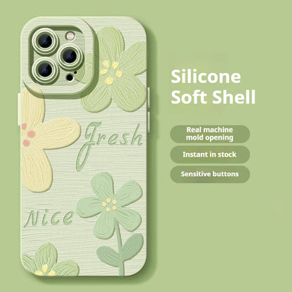 Oil painting flower Apple phone case