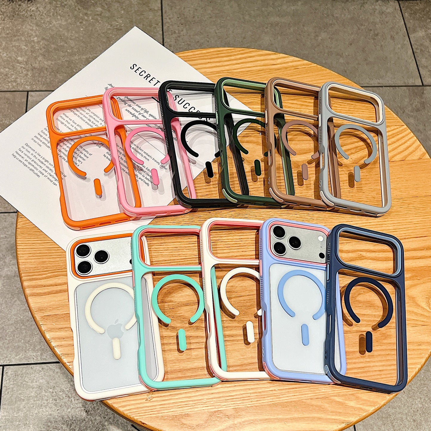 High-transparency magnetic color-blocking 3-in-1 Apple phone case