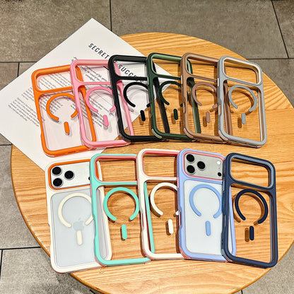 High-transparency magnetic color-blocking 3-in-1 Apple phone case