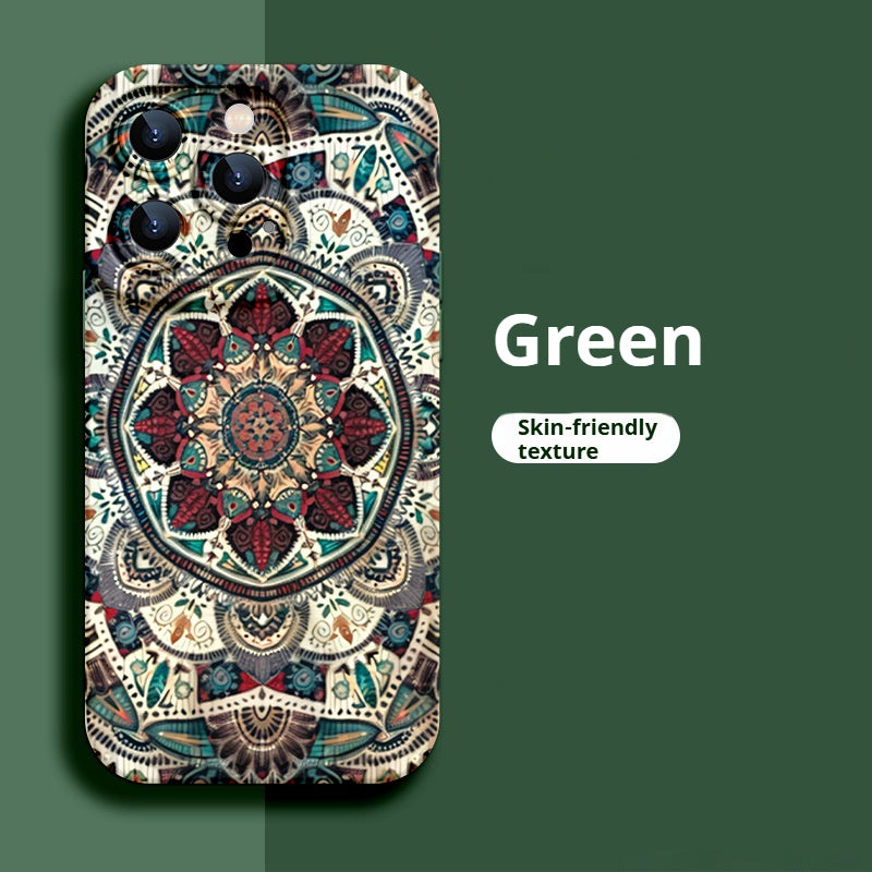 Ethnic Pattern Liquid Silicone Apple Phone Case