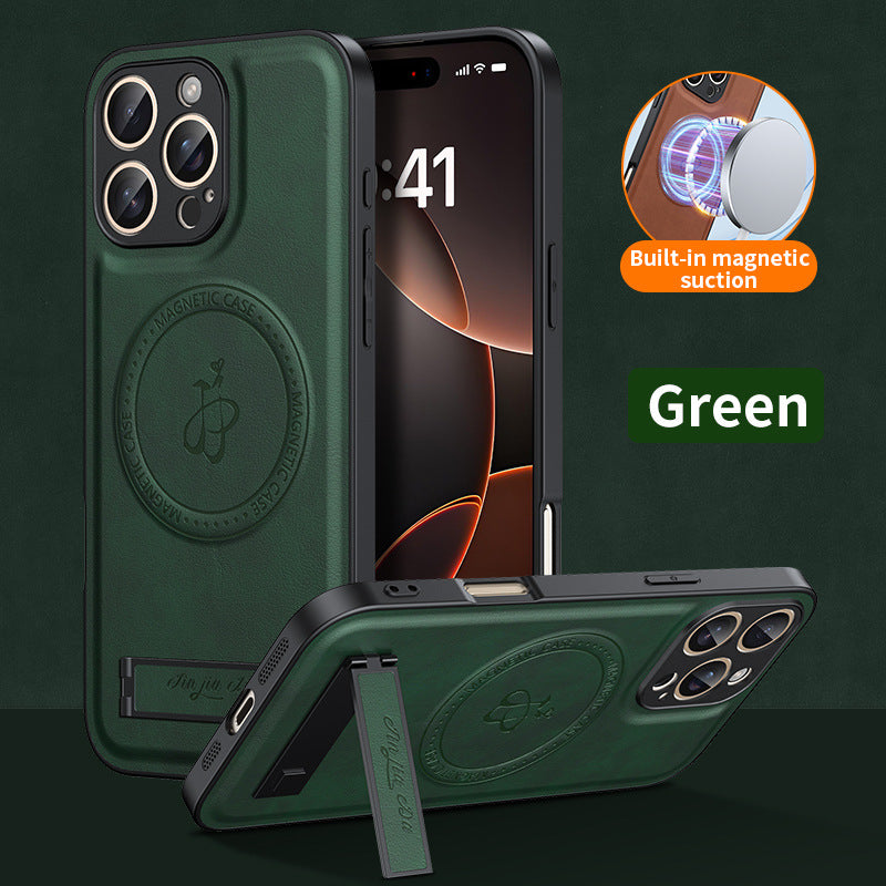 Shockproof leather magnetic stand Apple phone case