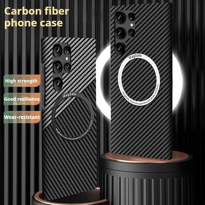 Color-blocked carbon fiber magnetic Samsung phone case