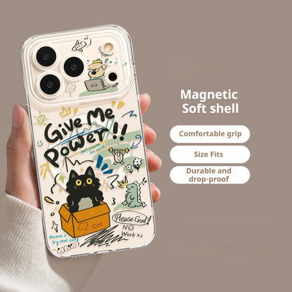 Graffiti Kitten Transparent Magnetic Apple Phone Case