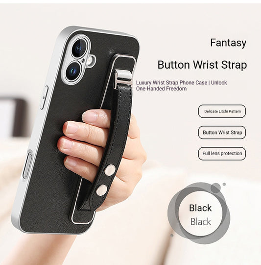 Lychee-patterned adjustable wristband Apple phone case