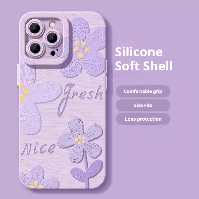Oil painting flower Apple phone case