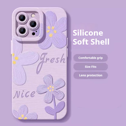 Oil painting flower Apple phone case