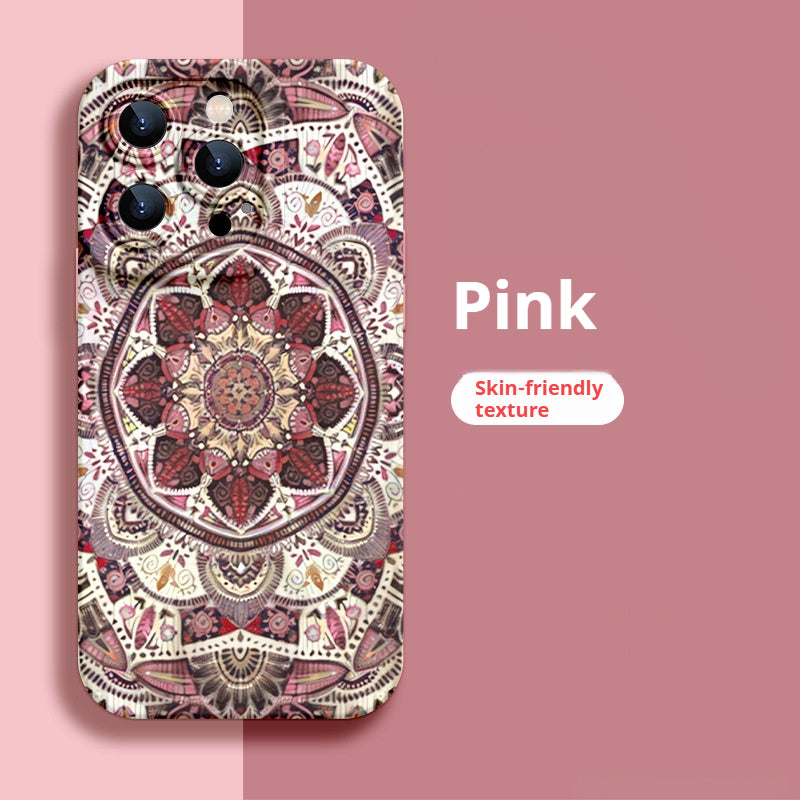 Ethnic Pattern Liquid Silicone Apple Phone Case
