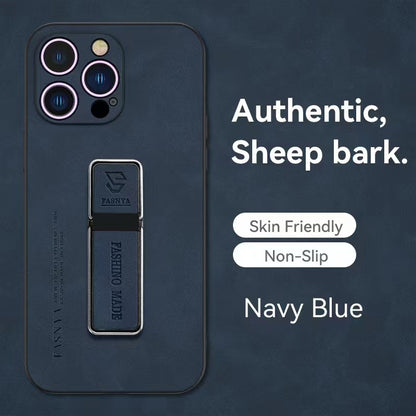 Lambskin magnetic stand Apple phone case