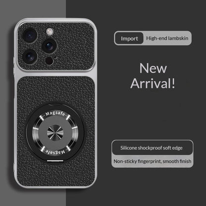 Skin-friendly lambskin magnetic stand Apple phone case