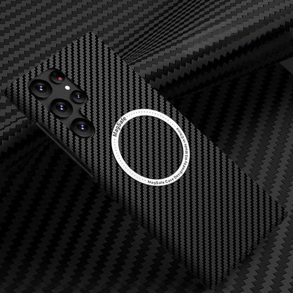 Color-blocked carbon fiber magnetic Samsung phone case