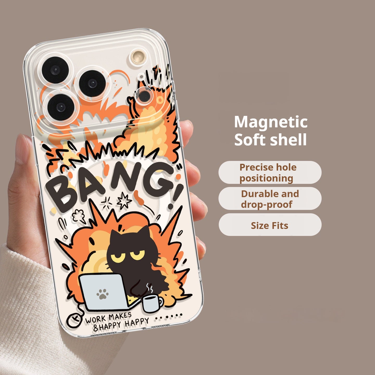 Graffiti Kitten Transparent Magnetic Apple Phone Case