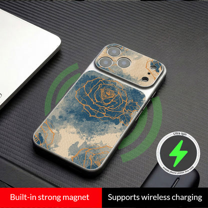 Ink-splashed rose magnetic Apple phone case