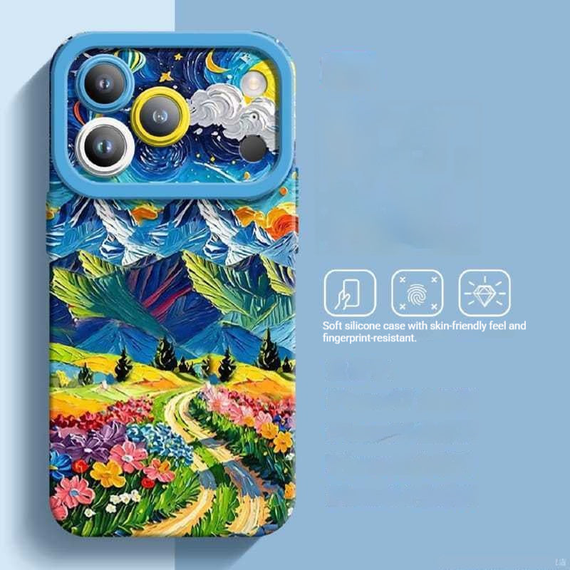 Oil Painting Floral Style Full-Coverage Shockproof iPhone Case